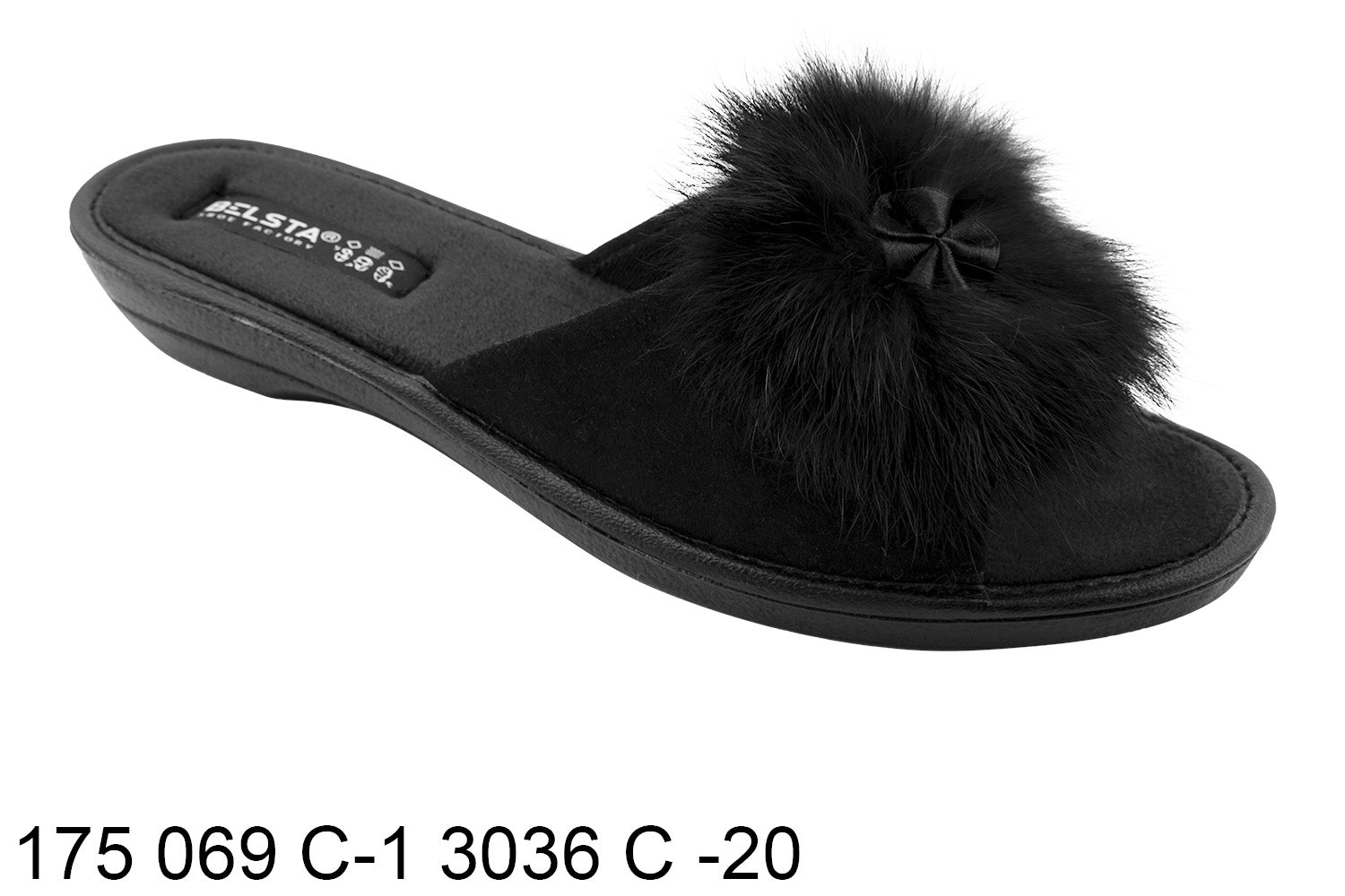 Indoor women's open velvet slippers decorated with natural fur