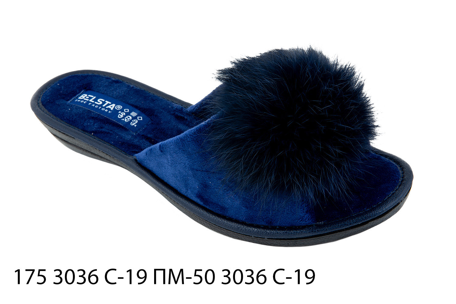 Indoor women's open velvet slippers decorated with natural fur