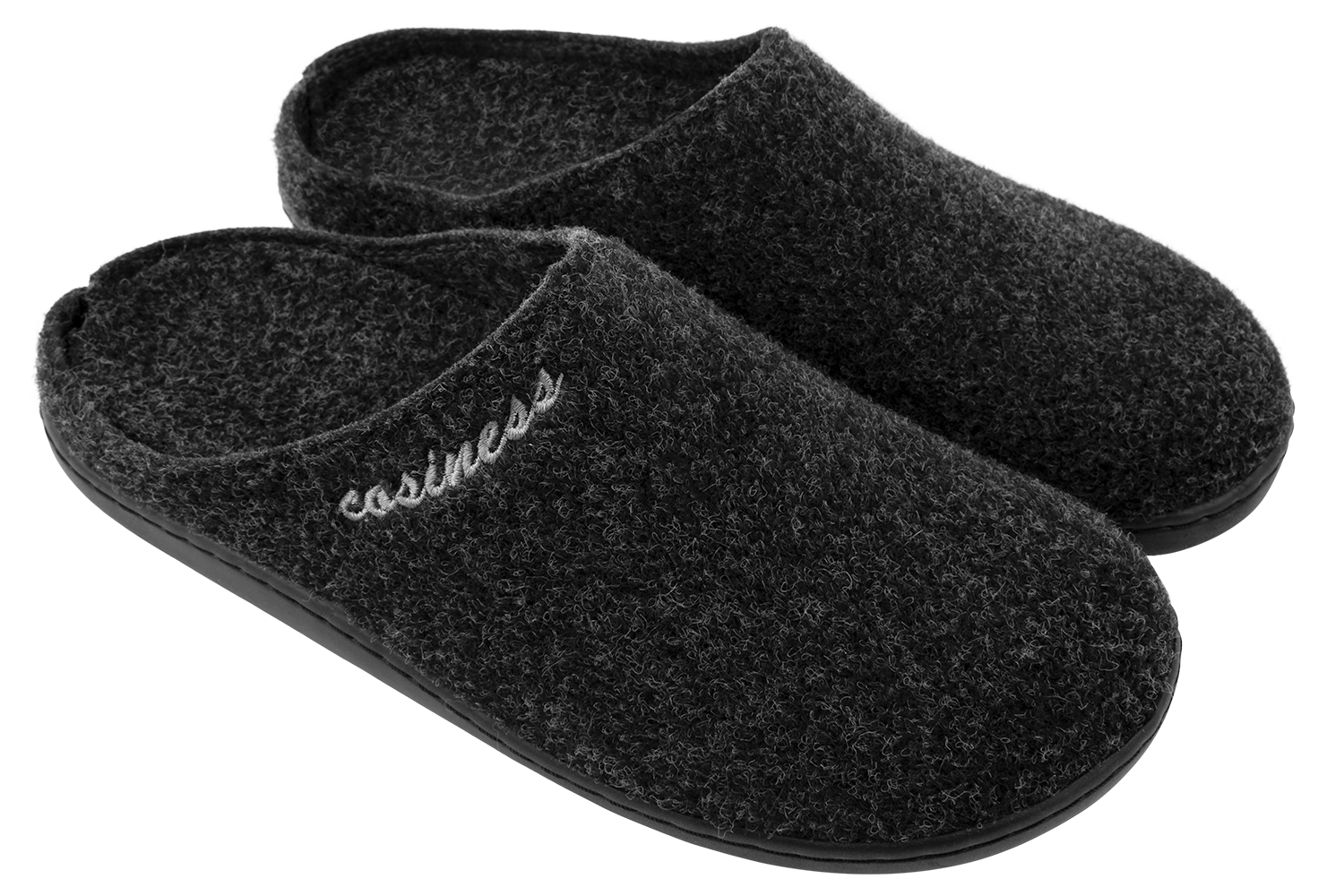 Closed men's home slippers made of Italian felt with "cosiness" embroidery
