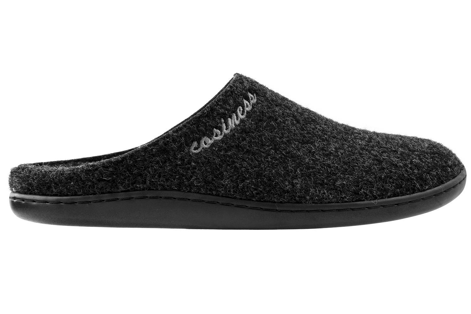 Closed men's home slippers made of Italian felt with "cosiness" embroidery