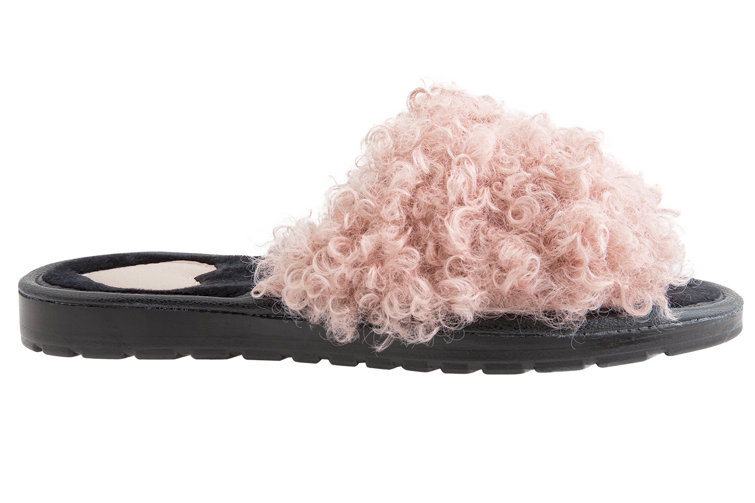 Women's open-toe house slippers made of eco-shearling