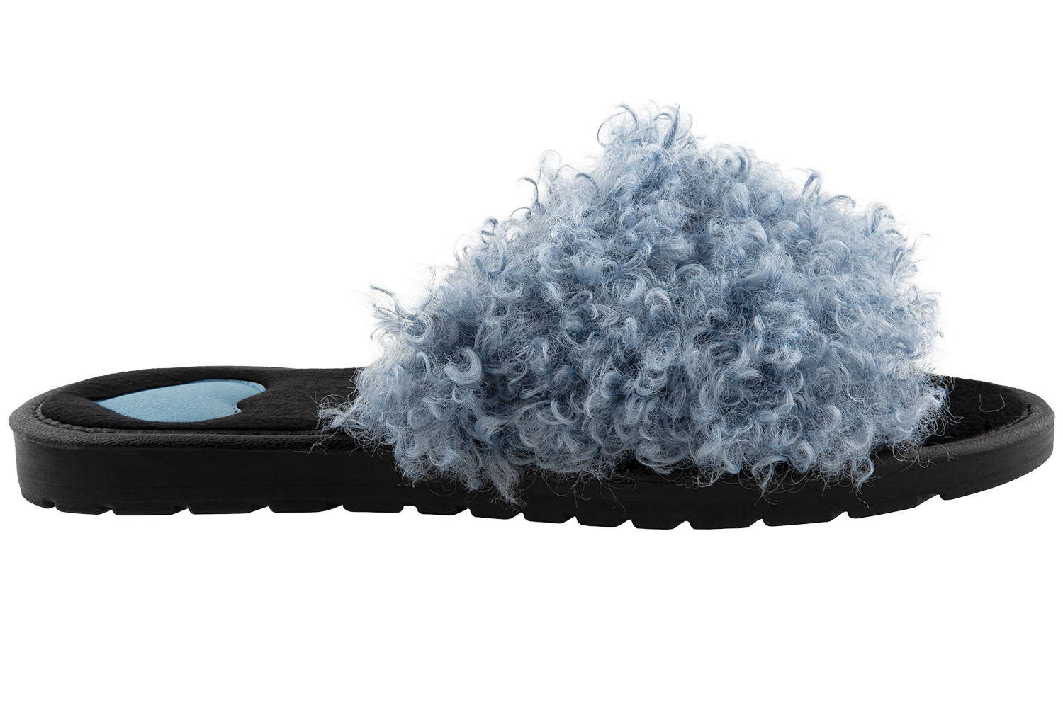 Women's open-toe house slippers made of eco-shearling