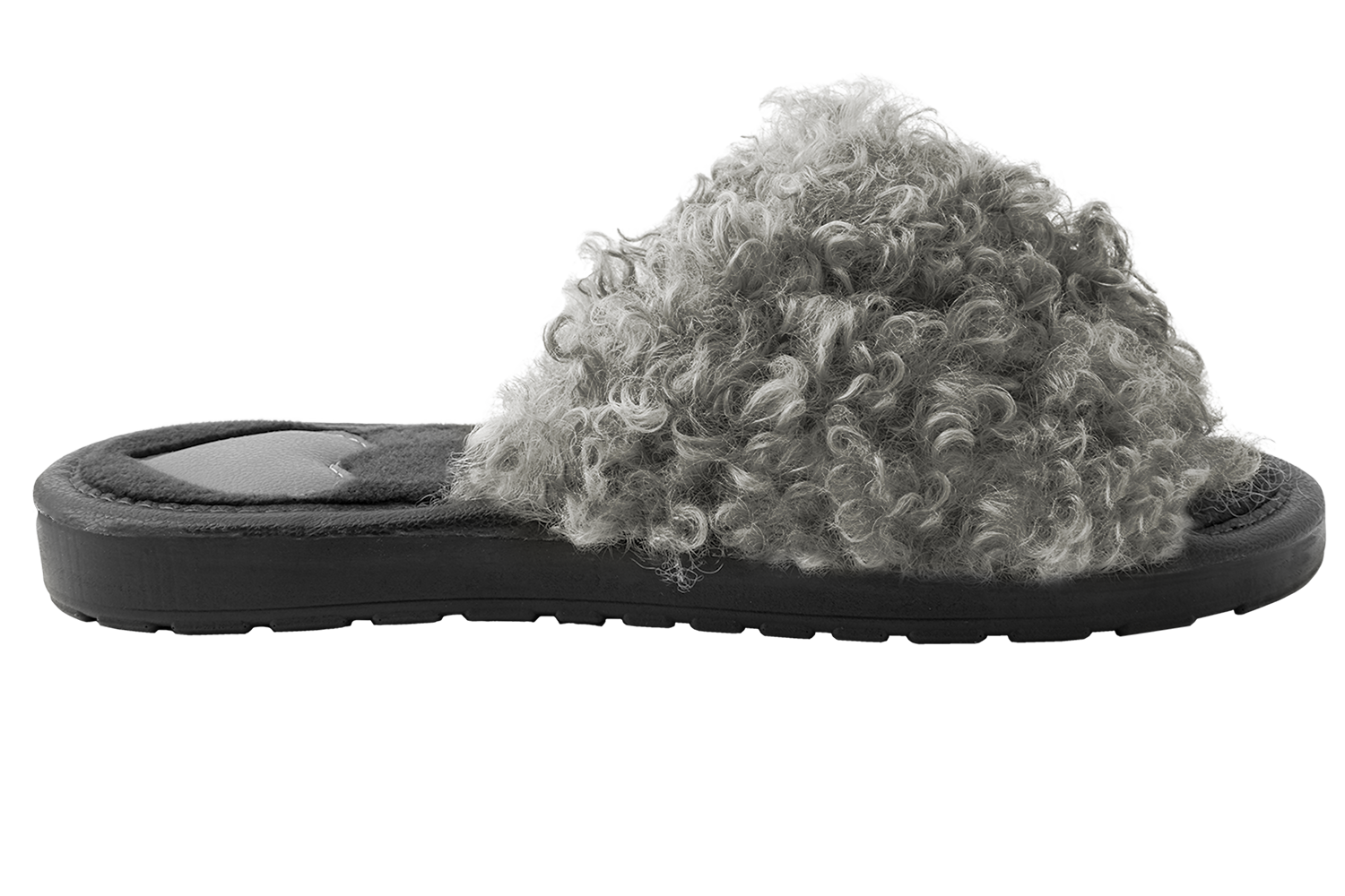 Women's open-toe house slippers made of eco-shearling