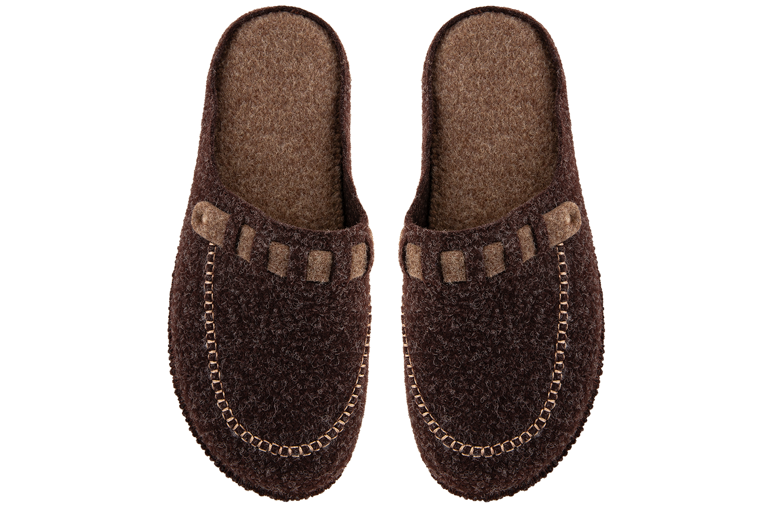 Men's closed-toe indoor slippers made of Italian felt, decorated with a felt strap