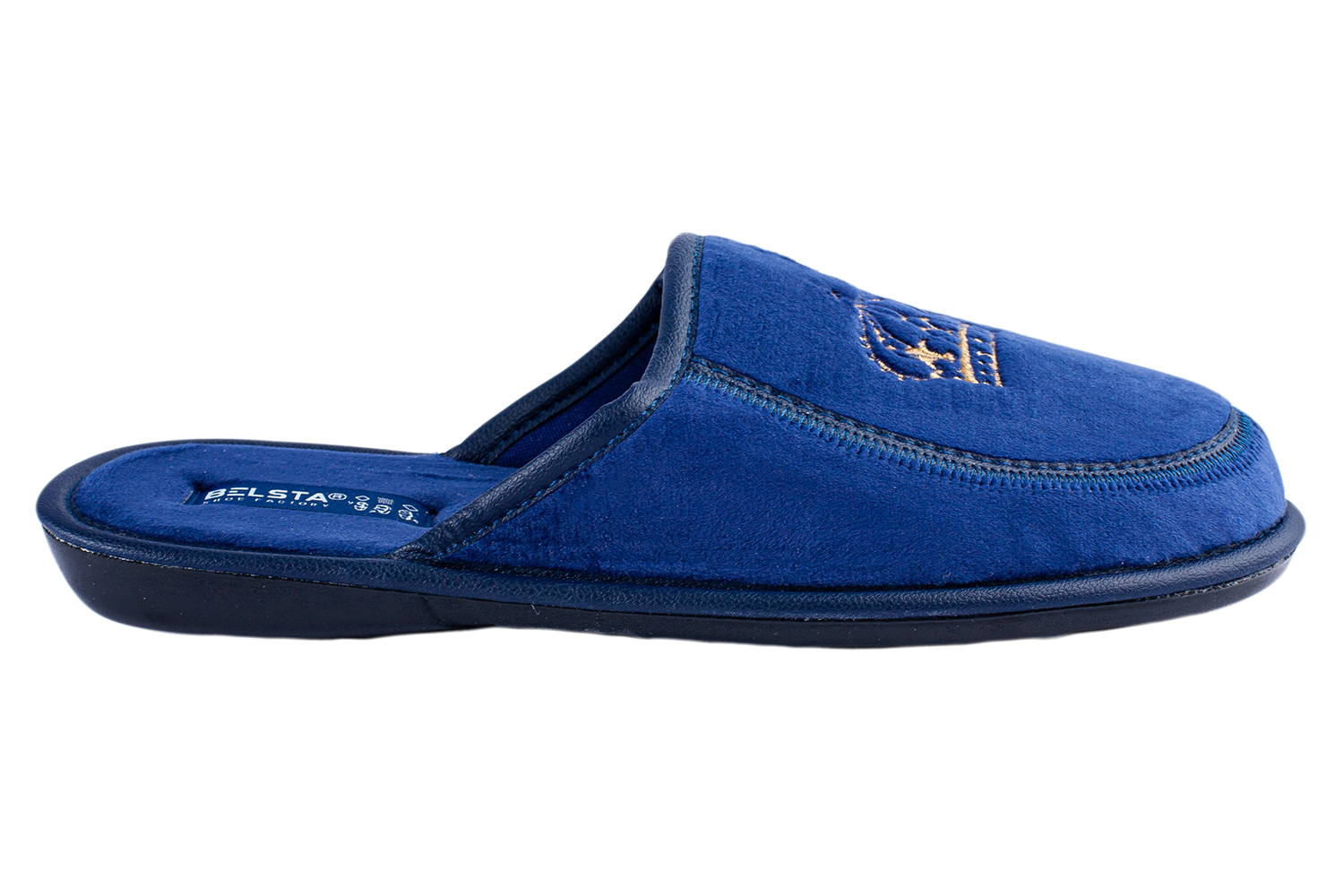 Men's velvet slippers decorated with crown embroidery