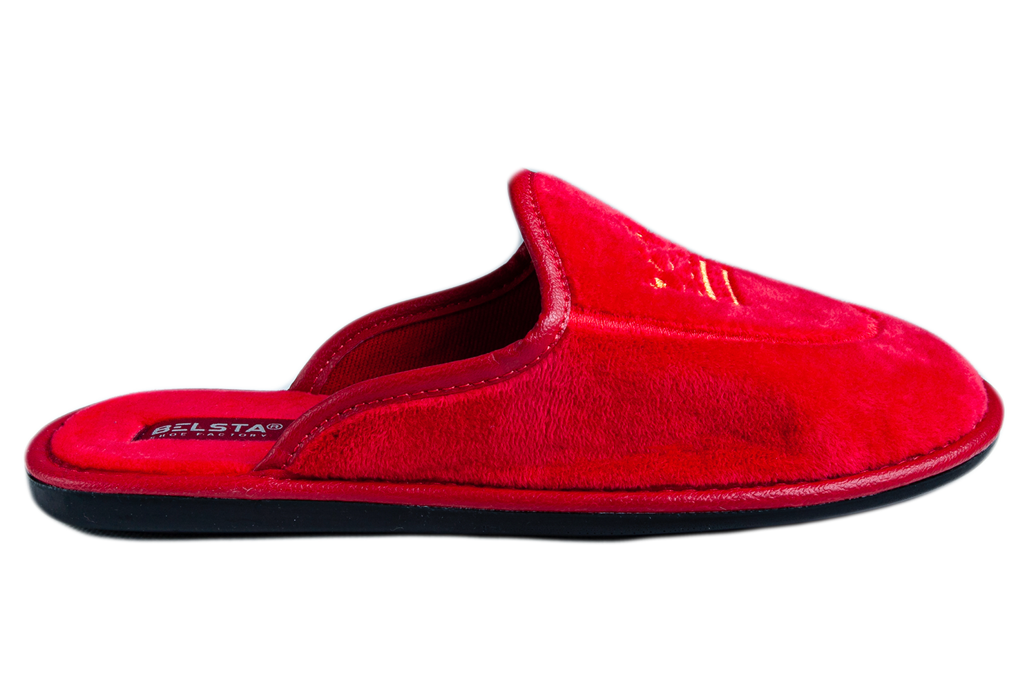 Women's closed velvet slippers with crown embroidery