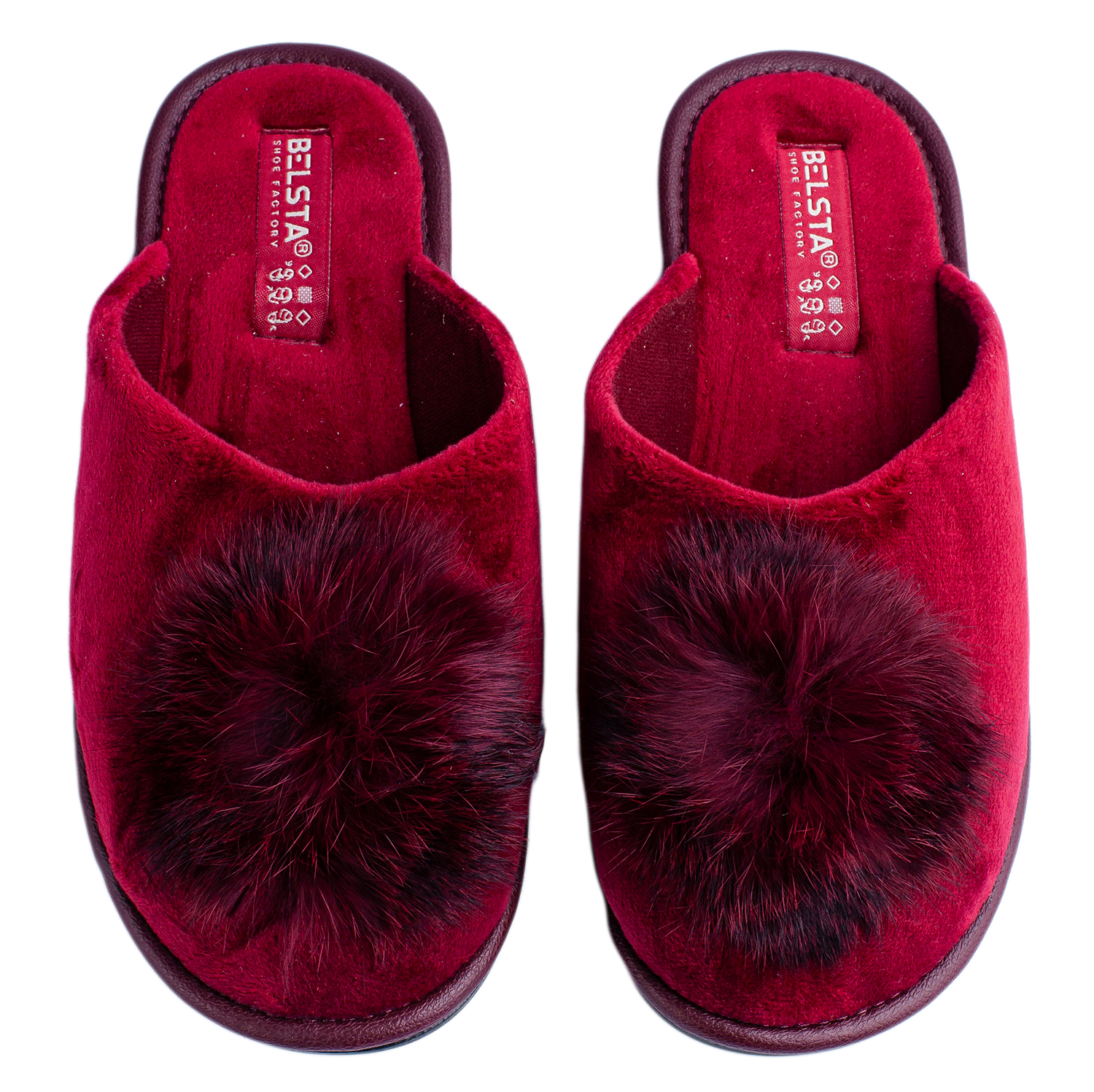 Indoor closed women's velvet slippers decorated with fur