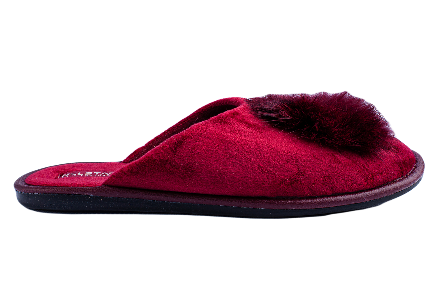 Indoor closed women's velvet slippers decorated with fur