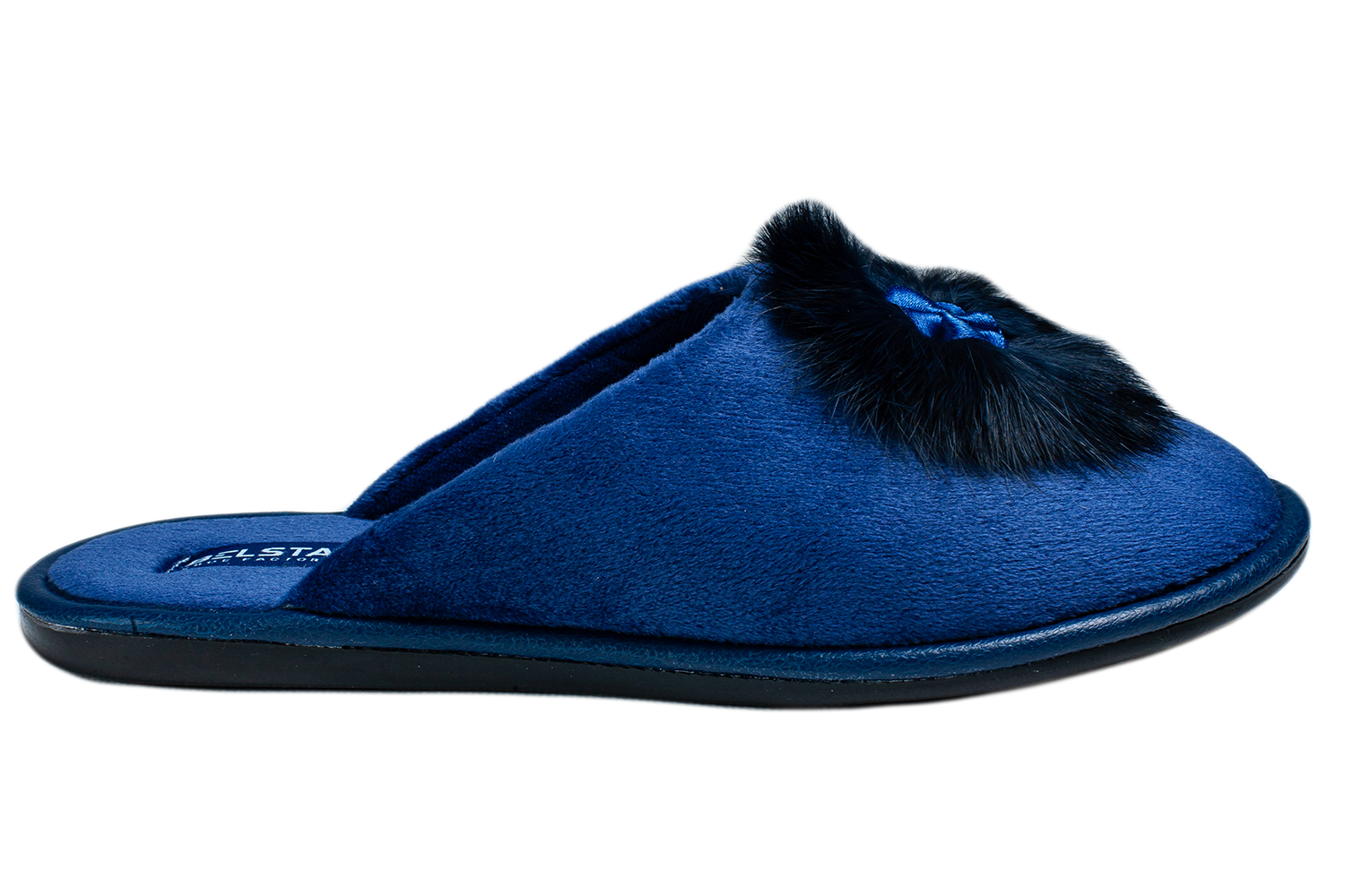 Indoor closed women's velvet slippers decorated with fur