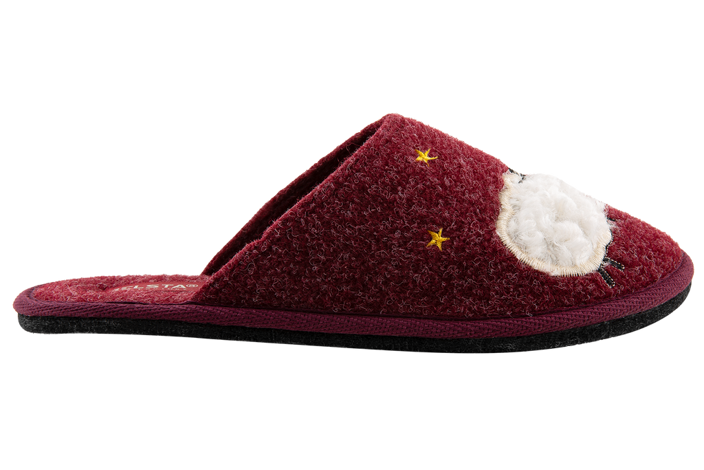 Women's closed slippers BELSTA made of Italian felt, decorated with "Sweet Dreams" embroidery and a sheep
