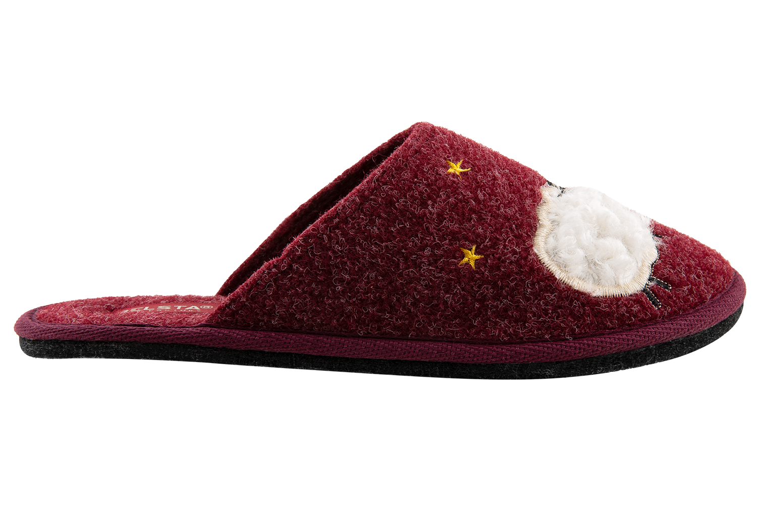 Women's closed slippers BELSTA made of Italian felt, decorated with "Sweet Dreams" embroidery and a sheep