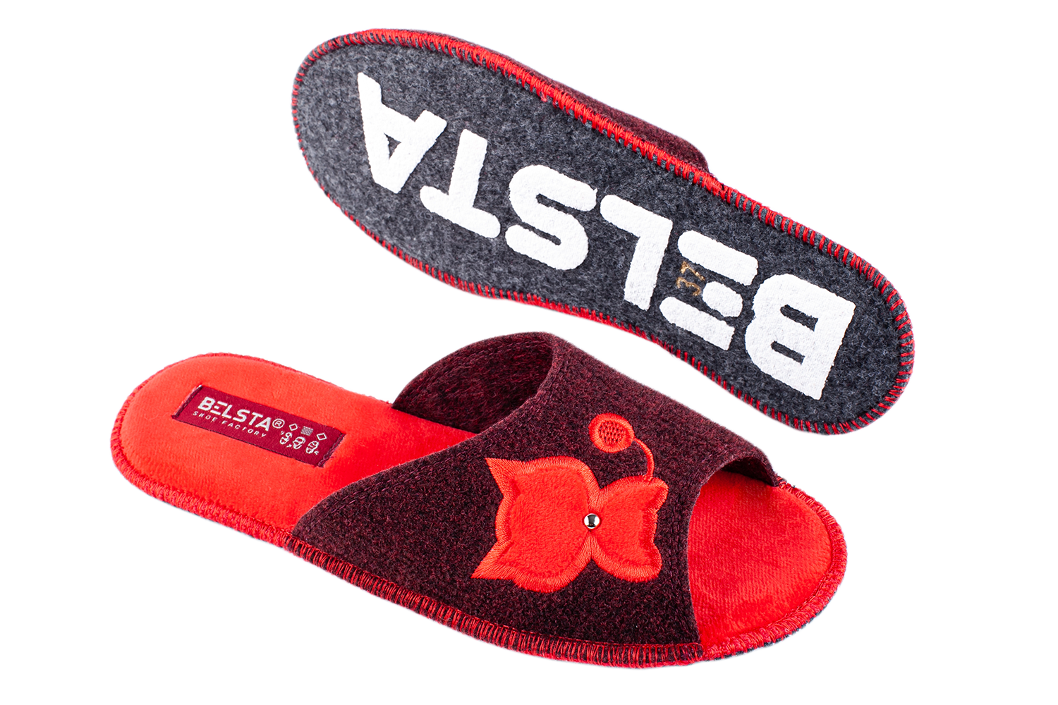BELSTA Women's Open-Toe Slippers made of Italian felt