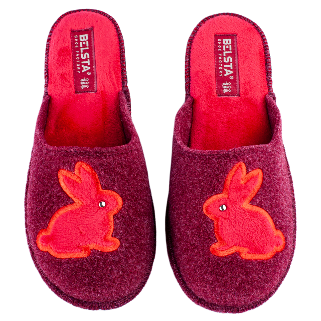 Women's open slippers BELSTA made of Italian felt, decorated with a flower with a heart embroidery