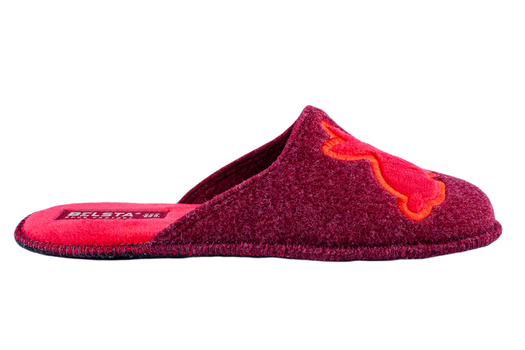 Women's open slippers BELSTA made of Italian felt, decorated with a flower with a heart embroidery