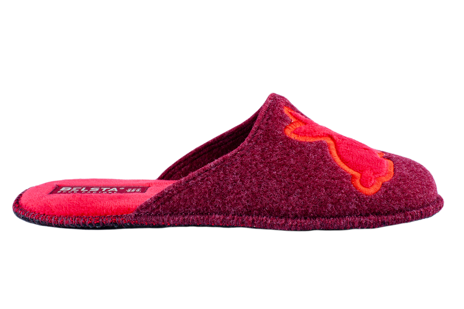 Women's open slippers BELSTA made of Italian felt, decorated with a flower with a heart embroidery